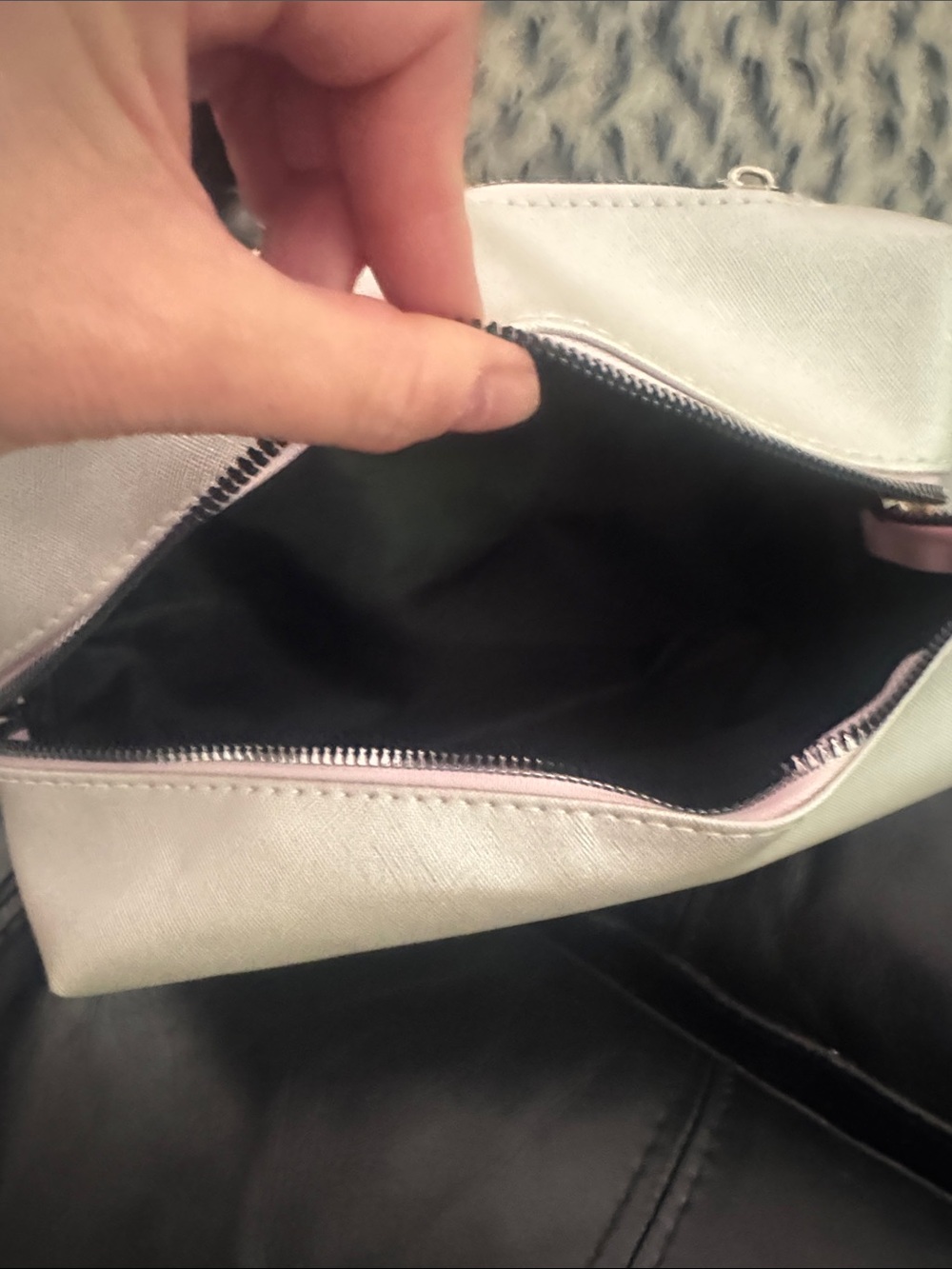 Rae Dunn Beauty Bag Cosmetic Pouch - Silver - Picture 4 of 5